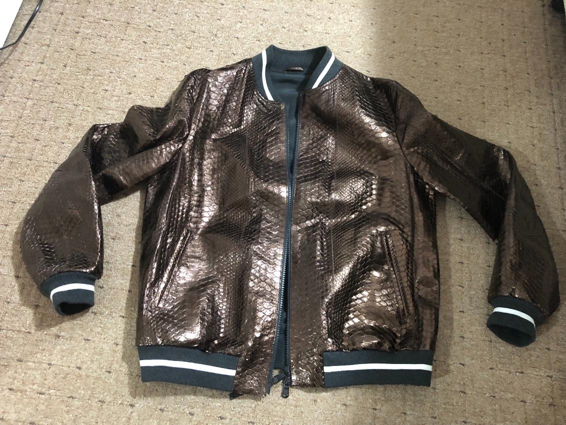 Brunello Cucinelli Metallic Python Bomber Jacket