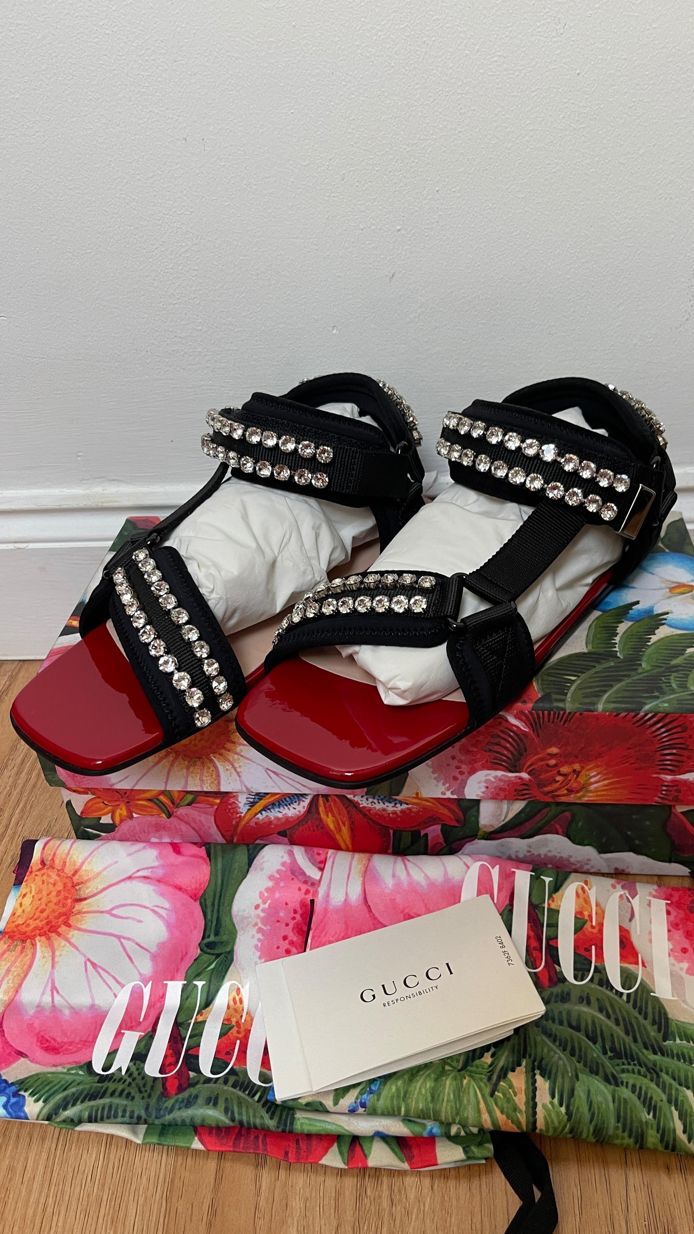 Crystal Embellished Sport Strap Sandals