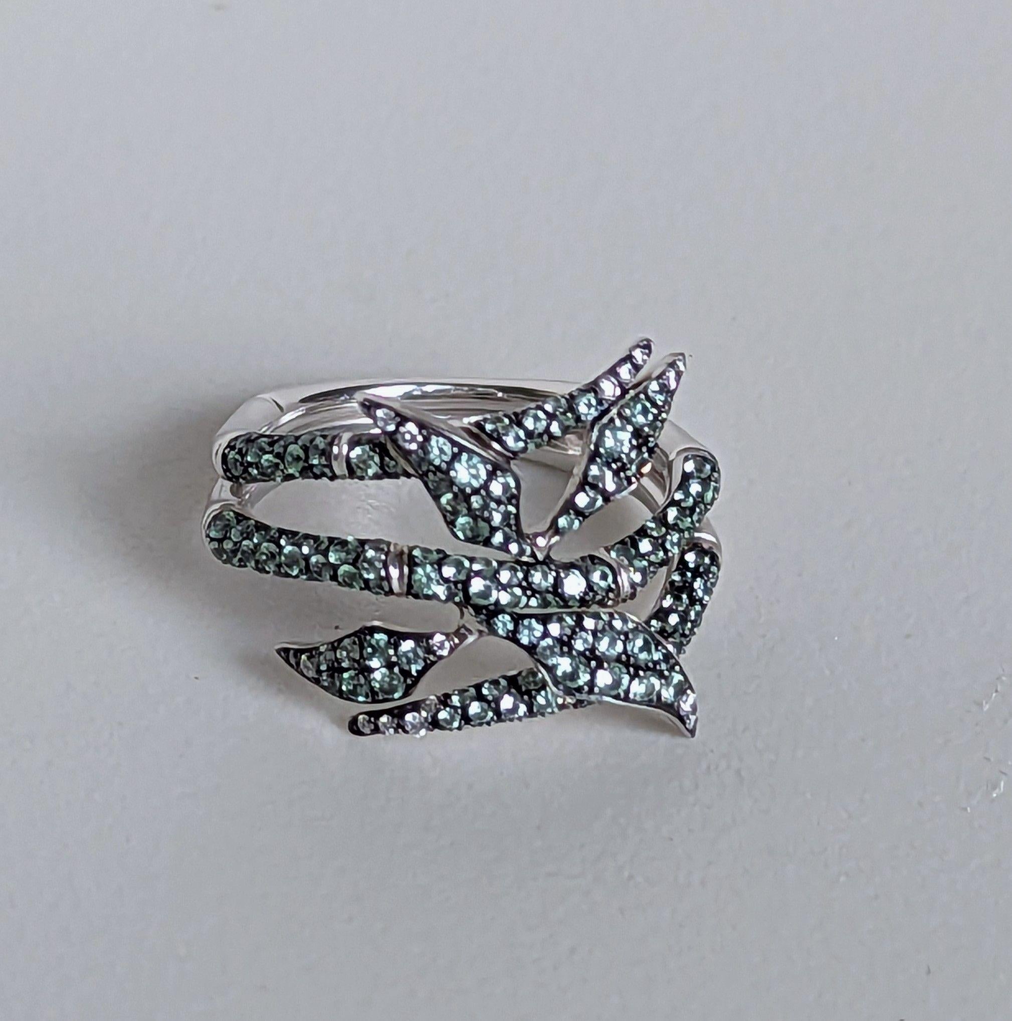 Atelier Swarovski x Stephen Webster Gold, Lab-Grown Diamond and Sapphire Bamboo Ring
