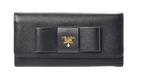 Prada Black Saffiano Leather Bow Wallet
