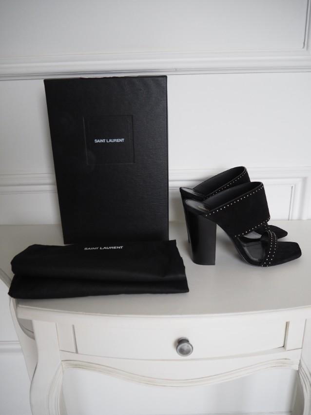 Saint Laurent Micro Studded Oak Mules