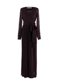 Diane Von Furstenberg Burgundy Pleated Wrap Maxi Dress
