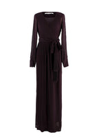 Diane Von Furstenberg Burgundy Pleated Wrap Maxi Dress