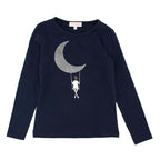 Lili Gaufrette Girls 8Y Navy Moon Print Top