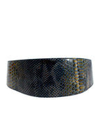Ports Blue and Green Snakeskin Embossed Leather Waist Belt
