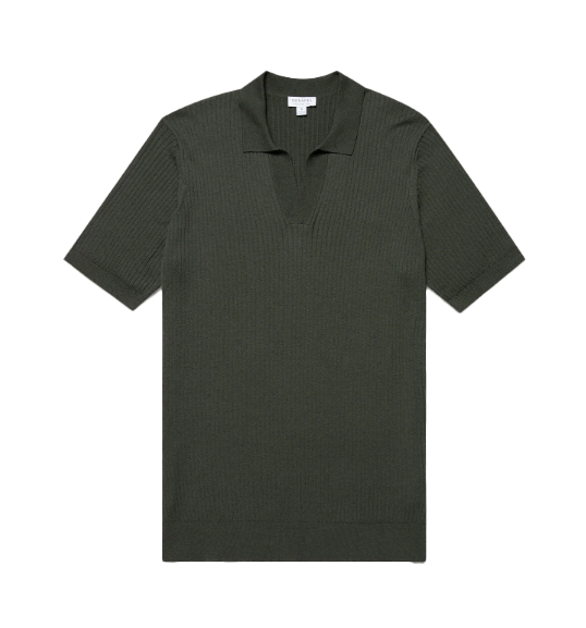 Sunspel Ribbed-knit Silk and Cotton Polo Shirt