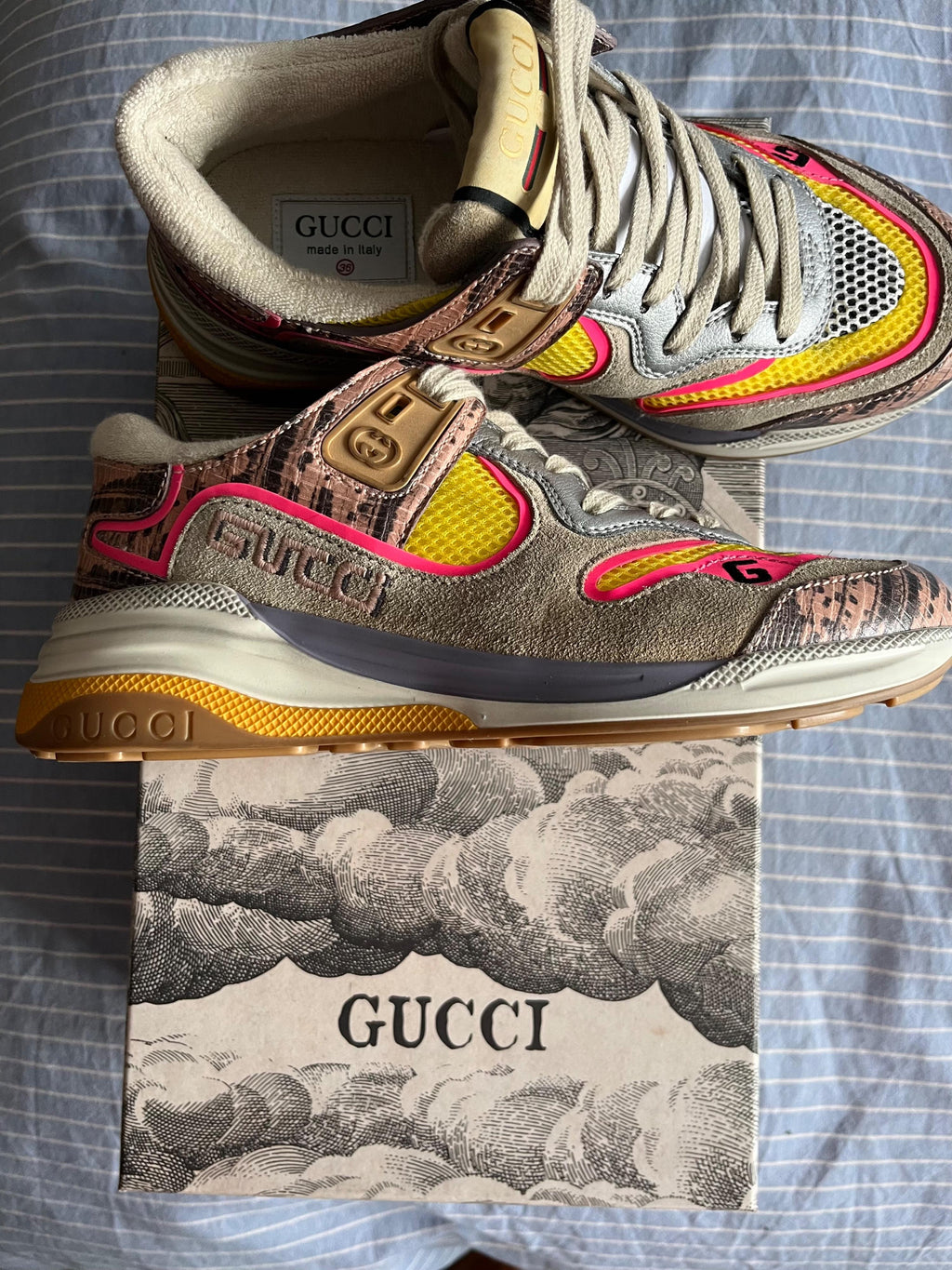 Ultrapace Snake-effect Leather, Mesh And Distressed Suede Trainers