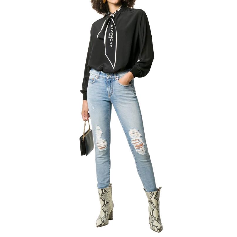 Givenchy ripped mid-rise skinny jeans blue