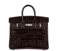 Hermes Birkin 25 in Bordeaux Shiny Niloticus Crocodile with Palladium Hardware