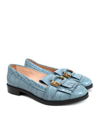 Tod's Blue Croc Embossed Loafers