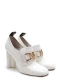 Louis Vuitton White Block Heel Loafer Style Shoes