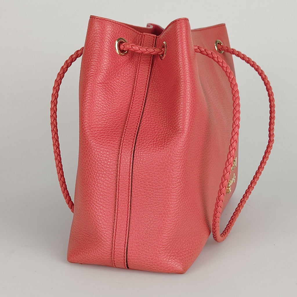 Vintage pink leather tote bag