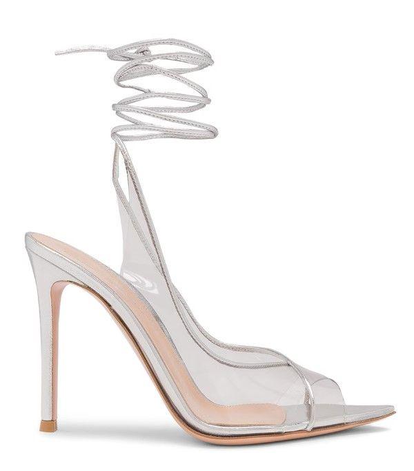 Denise Ankle Wrap Silver Plexi Pumps