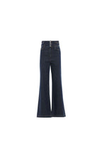 Indigo wash denim ultra-high rise flared jeans