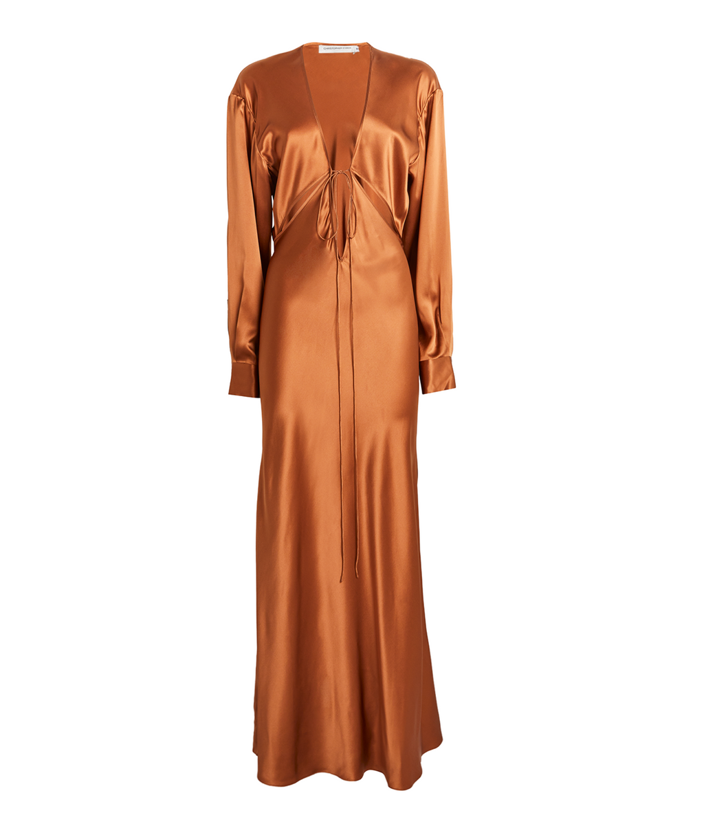 Christopher Esber Triquetra Front-tie Maxi Dress in Silk-satin