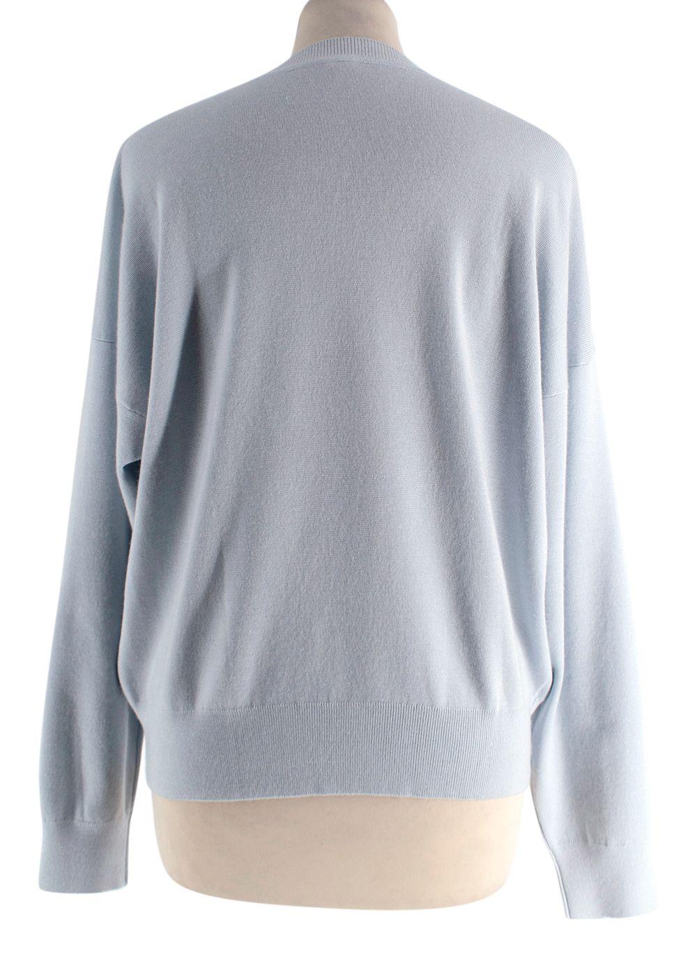 Hermès Pale Blue Silk and Cashmere Blend Knit Sweater