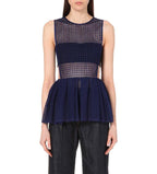 SELF-PORTRAIT Sheer Sleeveless Peplum Top