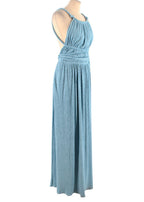 Lillee Blue Backless Plissé Maxi Dress