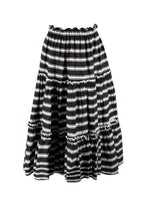 Lisa Marie Fernandez Black and White Striped Tiered Midi Skirt