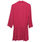 Iro Crossover Hot Pink Rayon Playsuit with Cropped Sleeves