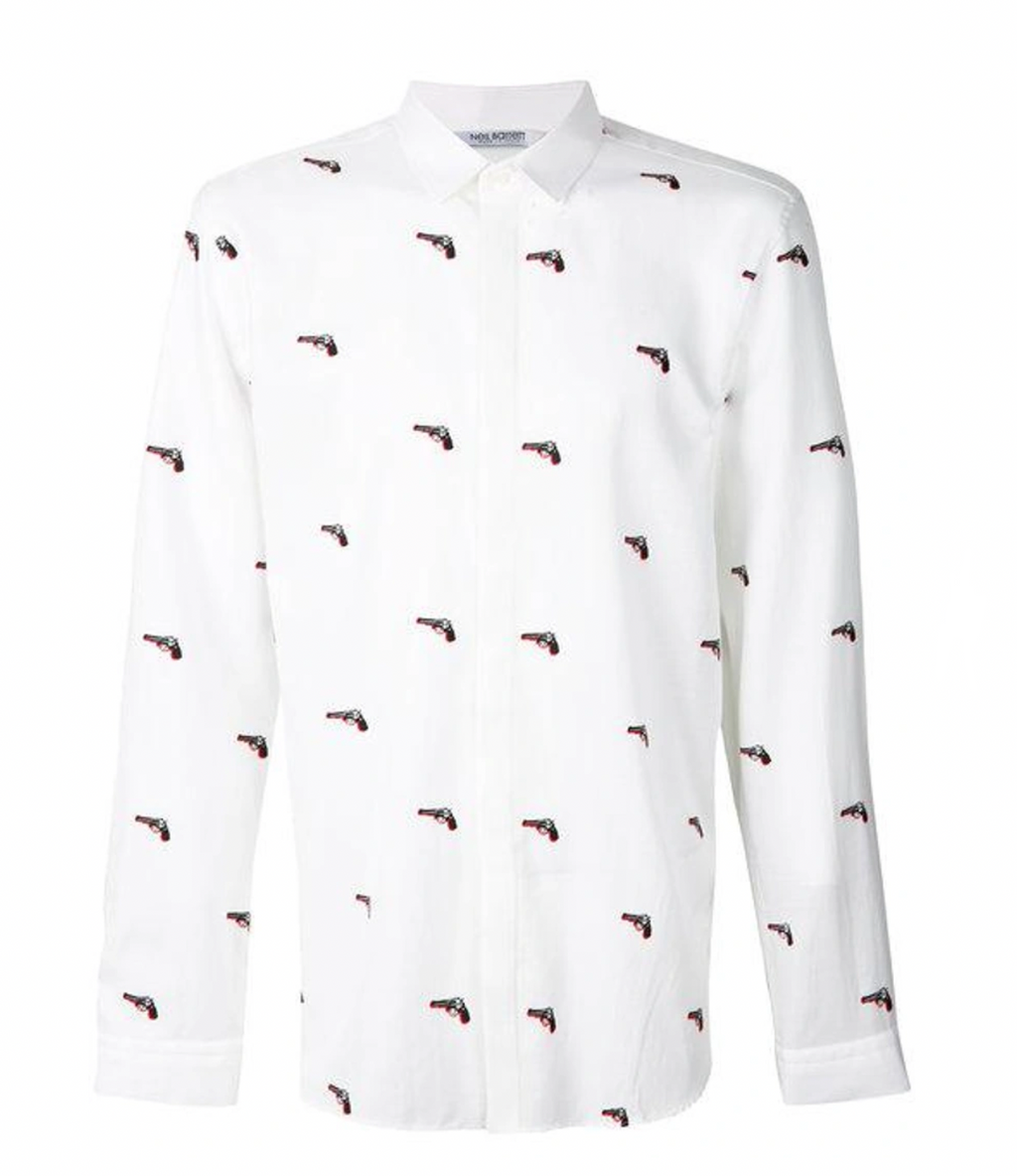 Pistol Print White Cotton Shirt