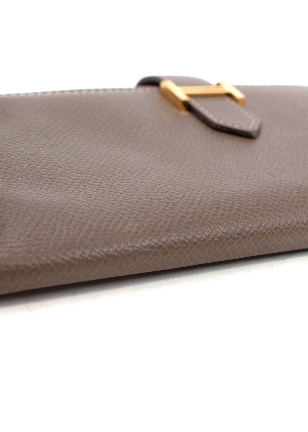 Hermes Etoupe Bearn Wallet With Gold Hardware