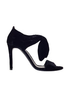 Black Velvet Bow Trim Sandals