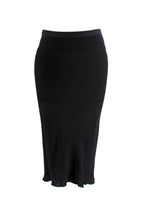 Rick Owens Black Knit Midi Skirt with Chiffon Hemline