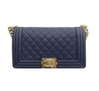 Chanel Navy Caviar Leather Medium Boy Bag