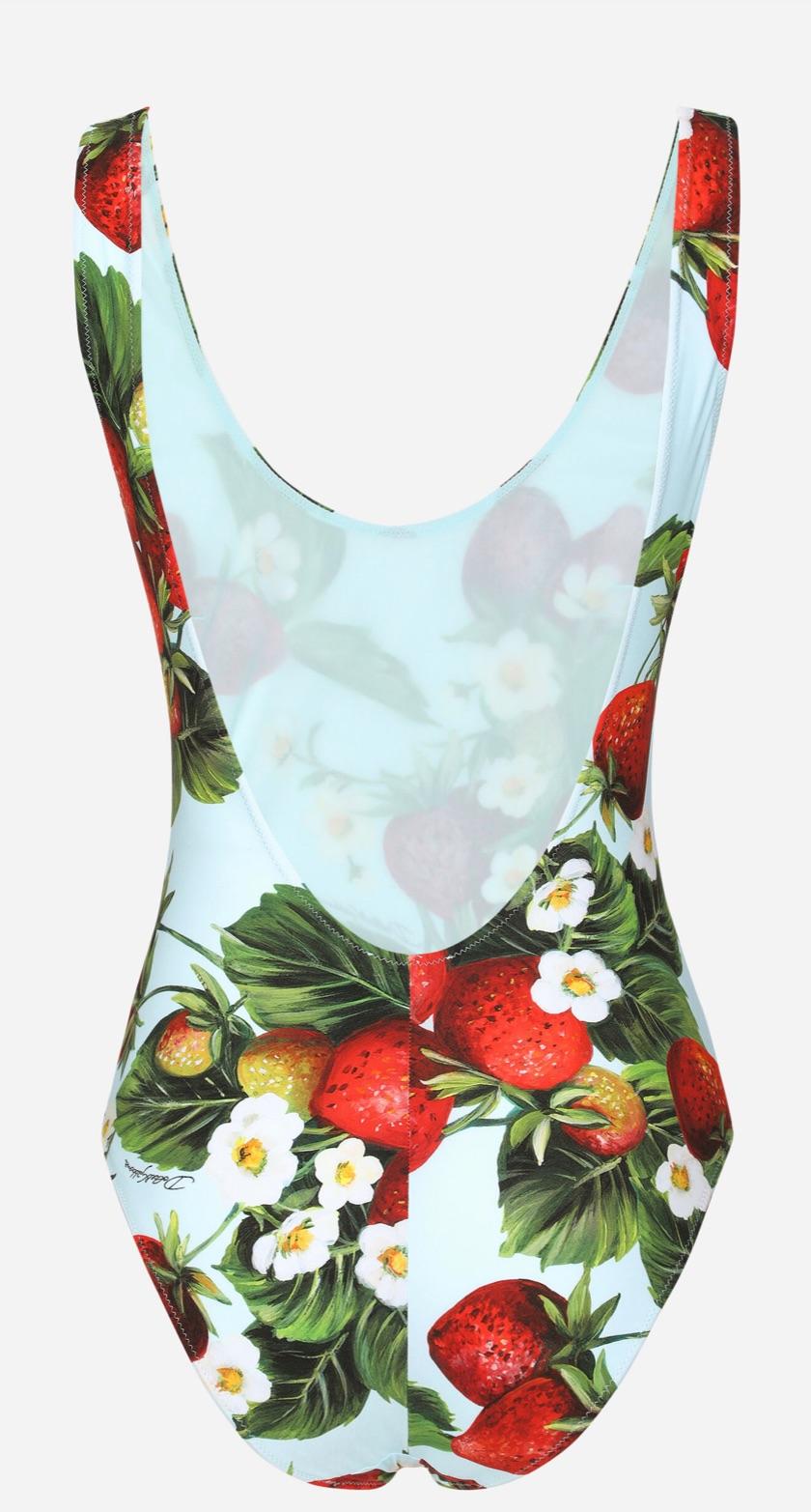 Dolce & Gabbana Blue Strawberry Print Swimsuit