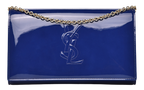 Saint Laurent Blue Patent Leather Belle du Jour Clutch Bag