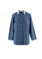 Navy White Collar  Shirt