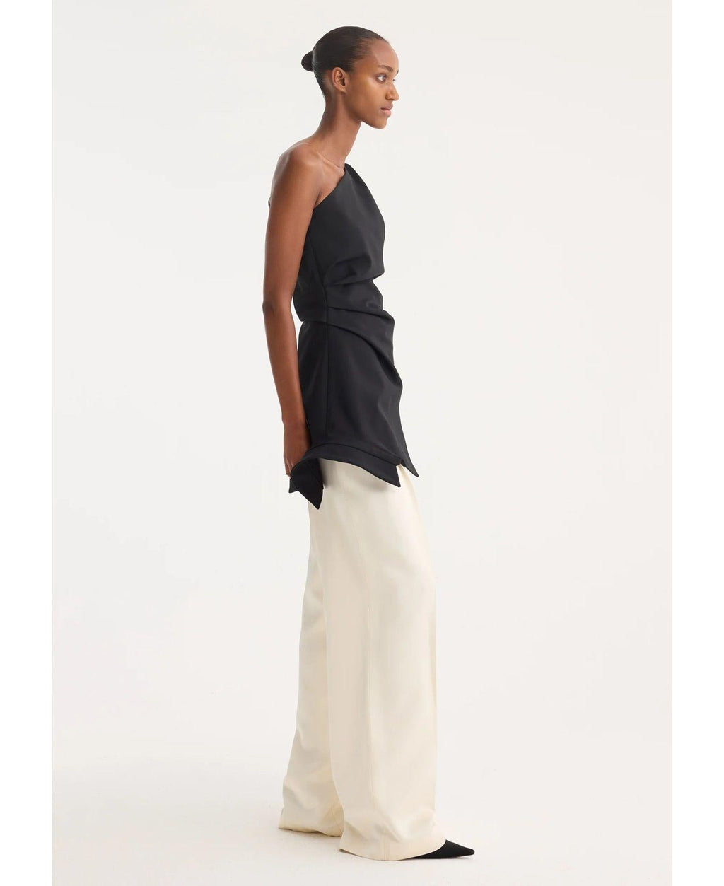 Rohe Black Wool Blend One Shoulder Top