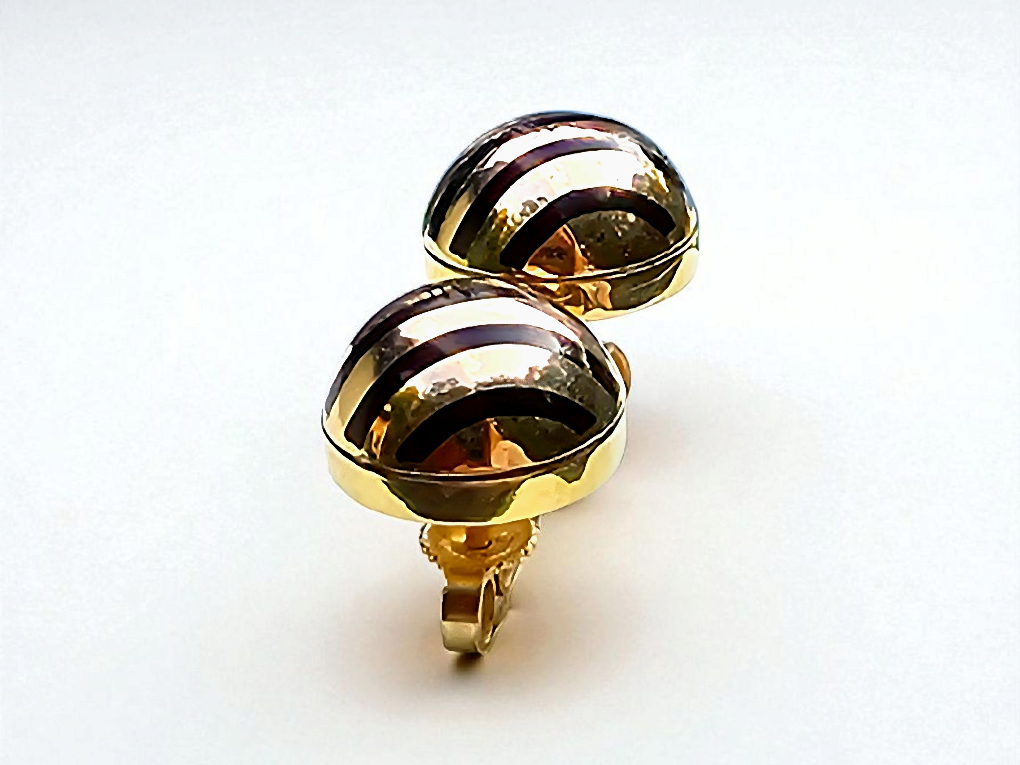 Bespoke Gold And Enamel Dome Earrings 10mm