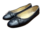 Chanel Navy Blue Leather Ballet Flats
