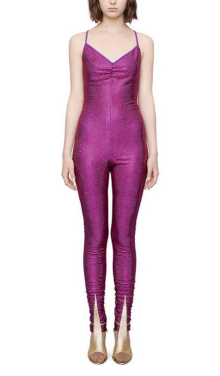 Gucci Pre Fall '19 Runway Purple Crystal Catsuit