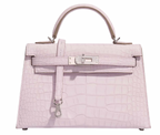 Mauve Pâle 20 cm Sellier Mississippiensis Alligator Matte Kelly  Palladium Hardware