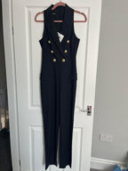 sleeveless double breasted jumpsuit