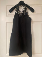 Valentino Black Crystal Embellished Bow Mini Dress