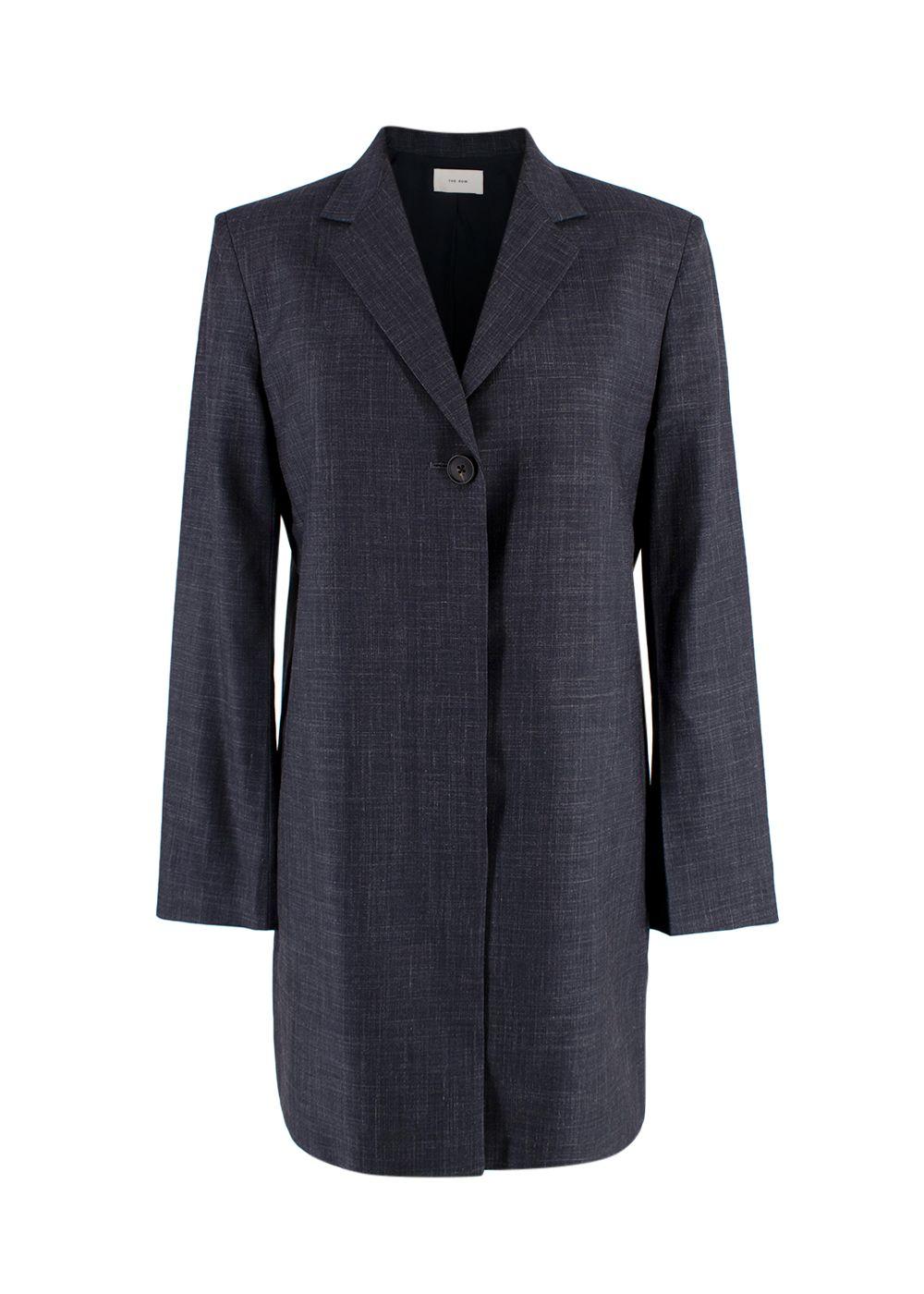 The Row Navy Wool and Silk Blend Longline Blazer