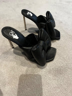 Black Leather Allen Bow Mules