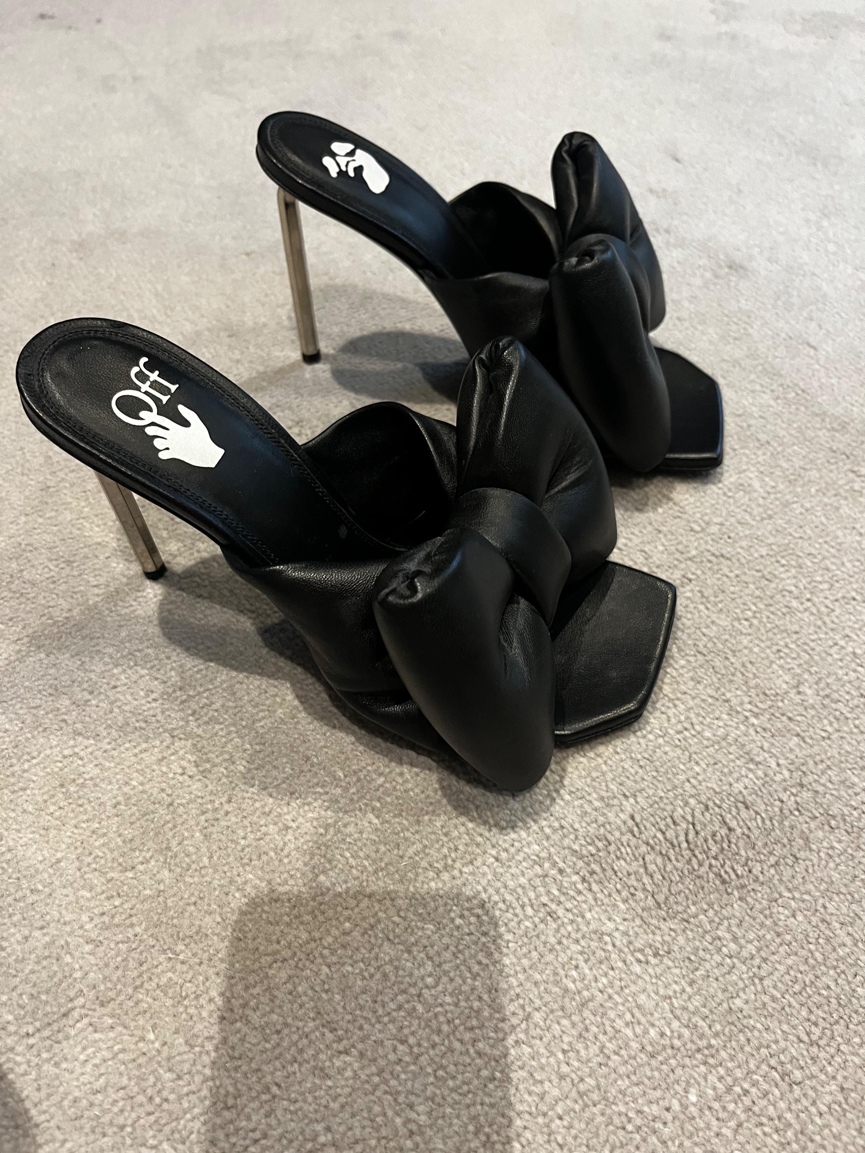 Black Leather Allen Bow Mules