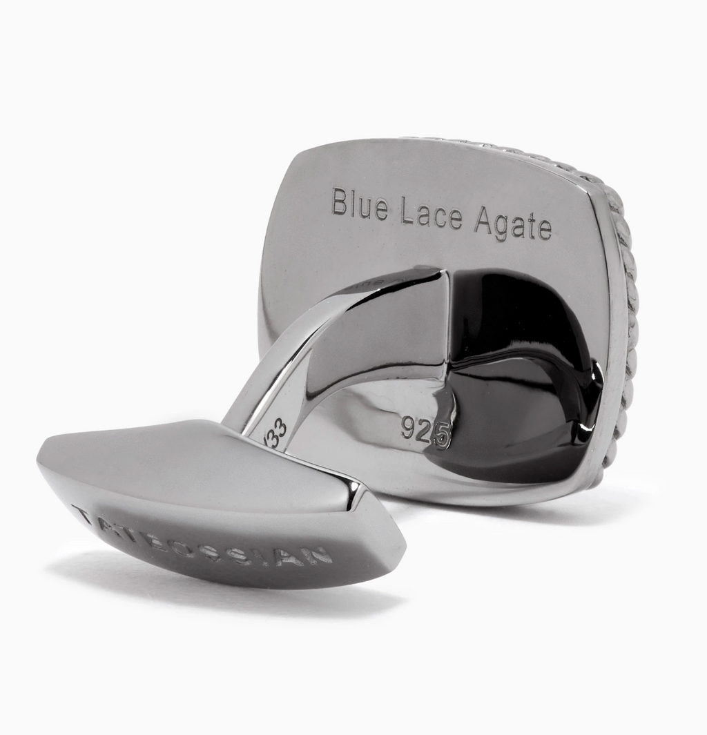 Tateossian Cable Agate Cufflinks in Sterling Silver