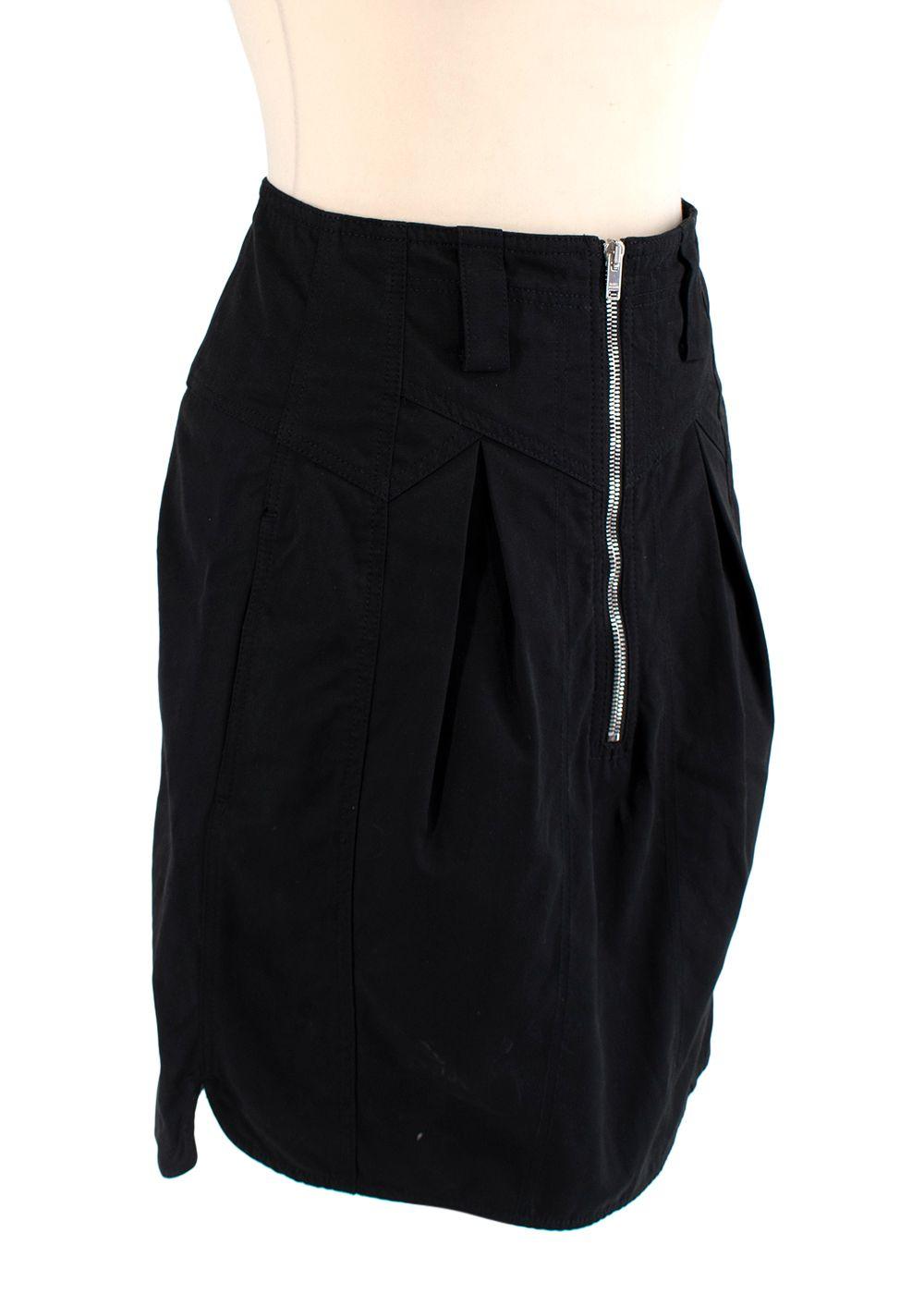 Black Zip-Front Cargo Skirt