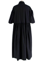 Simone Rocha Black Cotton Poplin Midi Dress