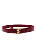 Louis Vuitton Fuchsia Crocodile Heritage Belt with Gold Hardware