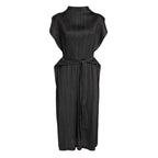 Black Pleats Please Confetti Bits Mock Neck dress