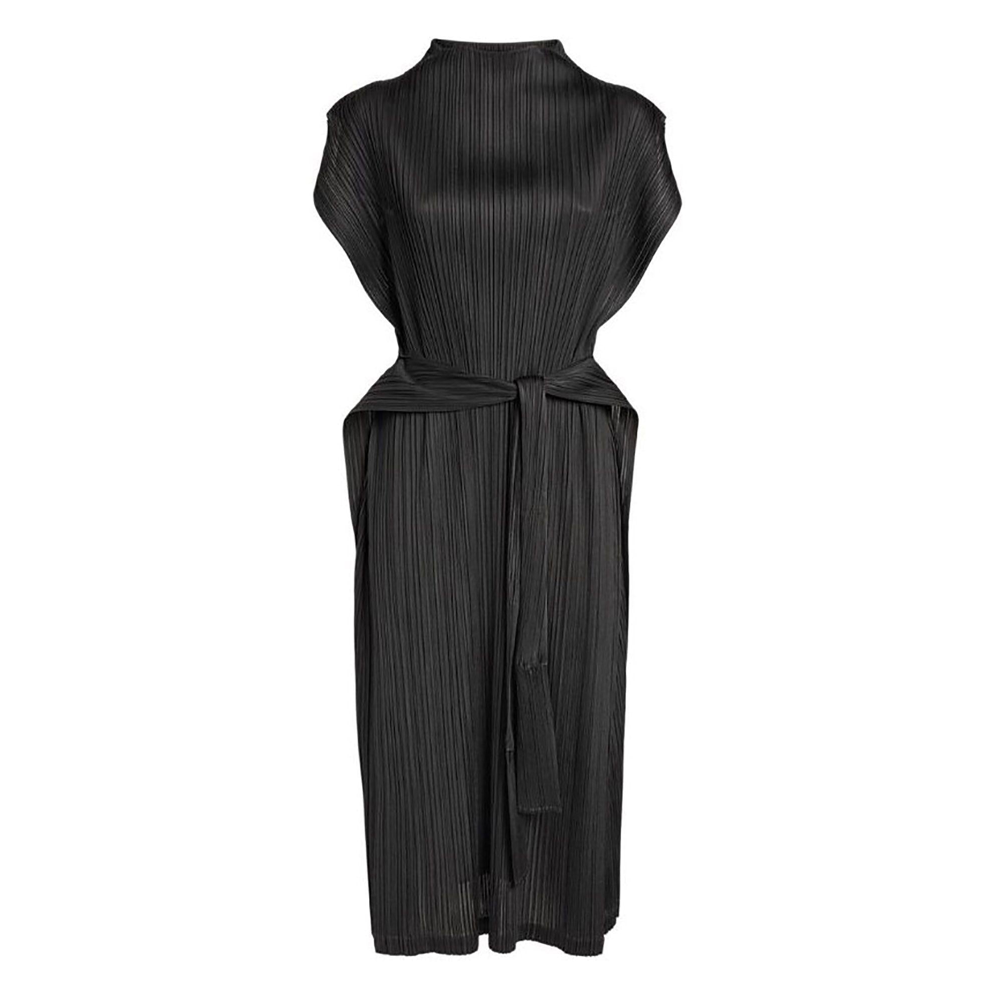 Black Pleats Please Confetti Bits Mock Neck dress