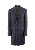 Canali Navy Check Kei Longline Coat