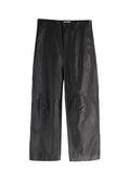 Balenciaga Black Unisex Straight Leg Leather Trousers